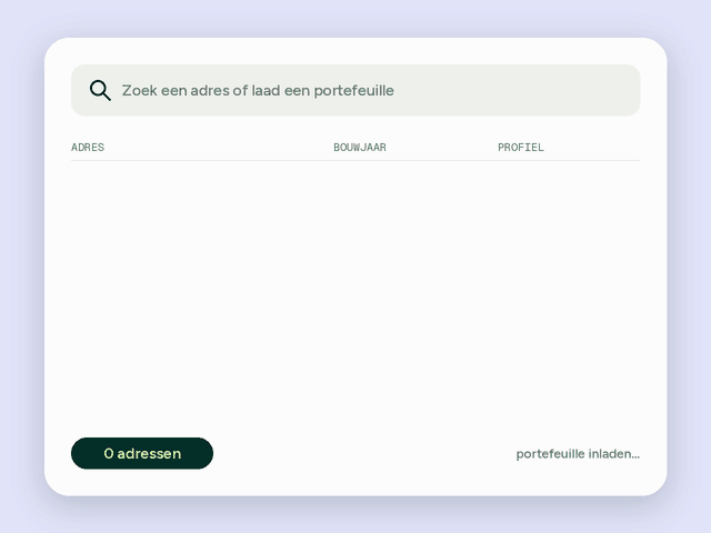 Animation: addresses load into a portfolio and each profile gets a status
